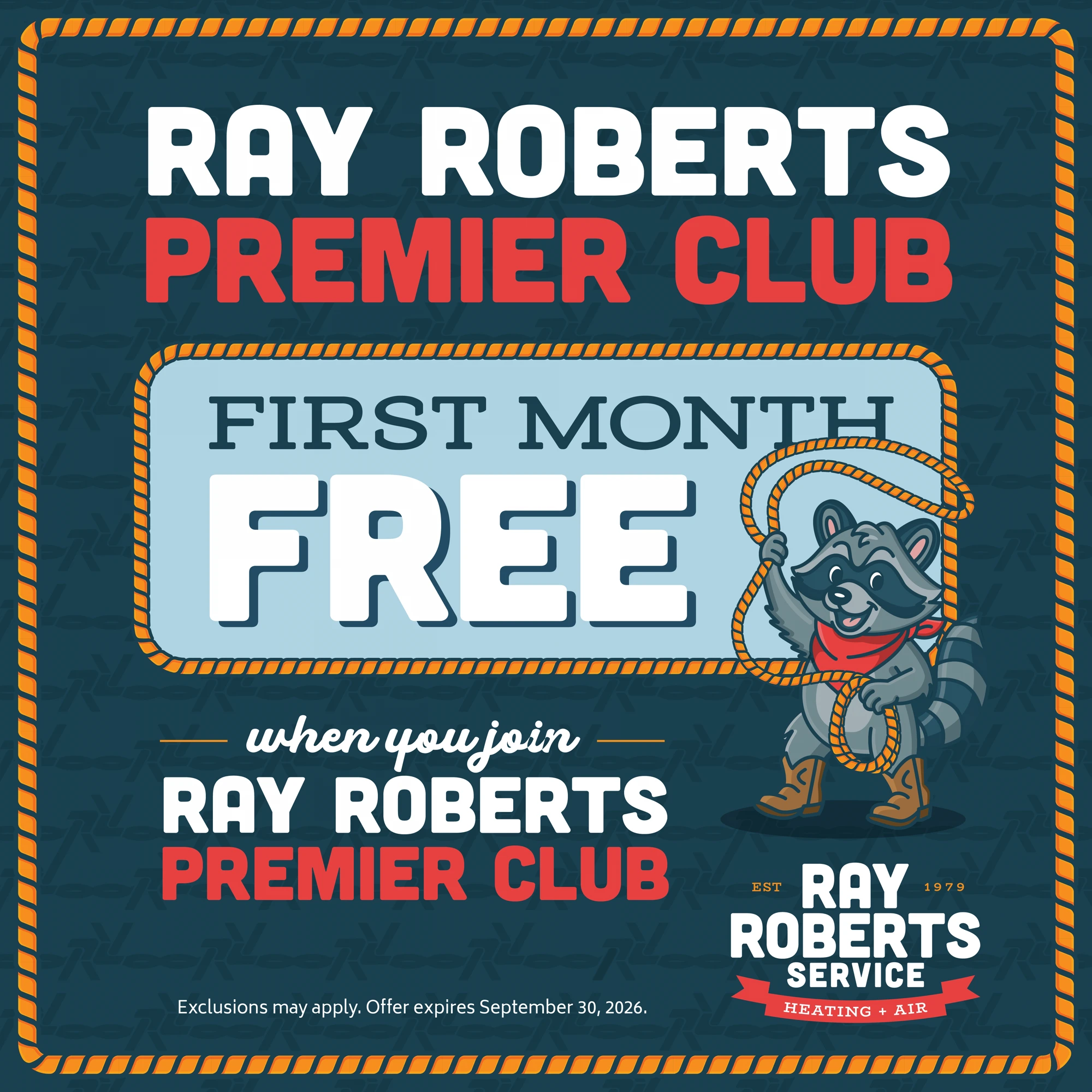Ray Roberts Premier Club — First Month Free when you join — Offer expires September 30, 2026